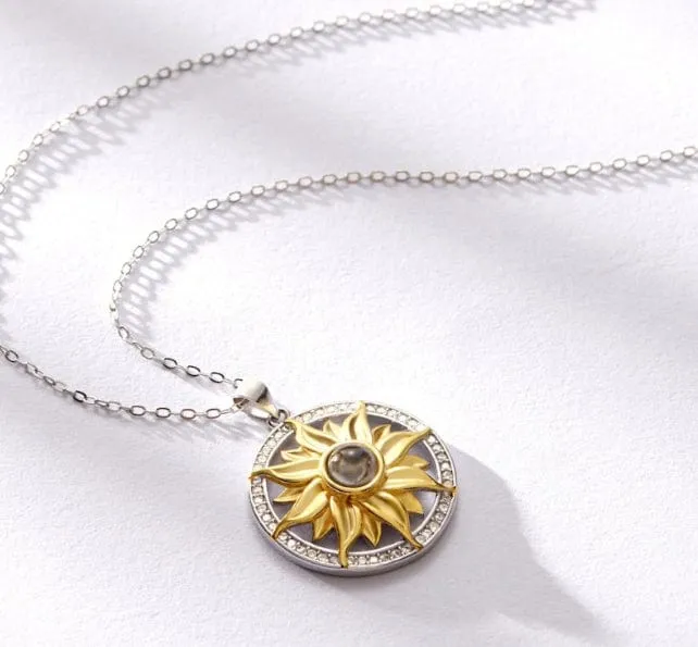 Hidden Forever Necklaces Custom Sterling Silver Sunflower Hidden Photo Necklace