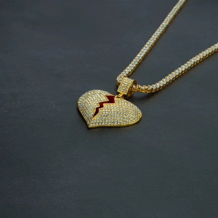 IceClique Jewelry Necklaces Frozen Heart Pendant w 4mm Tennis Chain