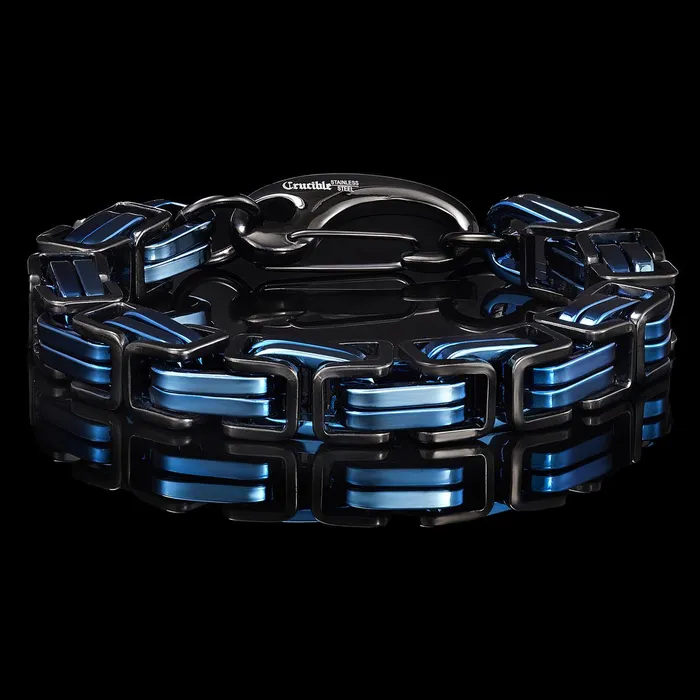 Invicta Jewelry Bracelets Crucible BlueBlack Byzantine Chain Bracelet 11mm Wide Invicta Jewelry Bracelets Crucible BlueBlack Byzantine Chain Bracelet 11mm Wide