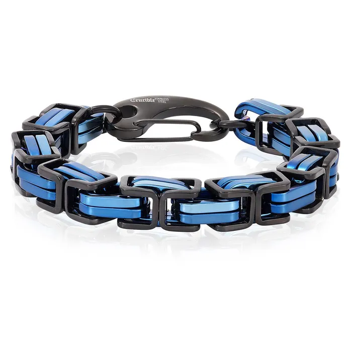 Invicta Jewelry Bracelets Crucible BlueBlack Byzantine Chain Bracelet 11mm Wide
