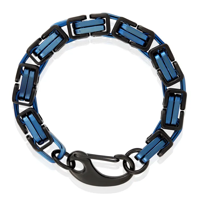 Invicta Jewelry Bracelets Crucible BlueBlack Byzantine Chain Bracelet 11mm Wide