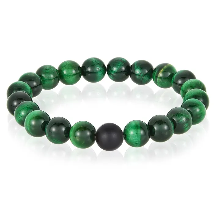 Invicta Polished Green Tiger Eye and Black Matte Onyx 10mm Natural Stone Stretch Bracelet Invicta Jewelry Bracelets Invicta Polished Green Tiger Eye and Black Matte Onyx 10mm Natural Stone Stretch Bracelet Invicta Jewelry Bracelets