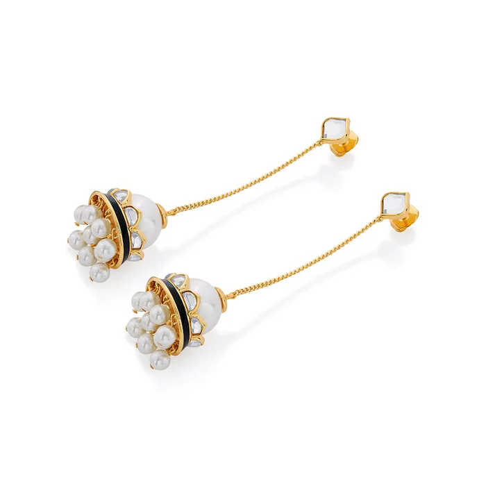 Isharya Modern Indian Jewelry Earrings Amina Pearl Mirror Jhumka Earrings