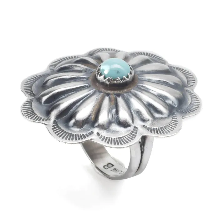 Joann Begay Turquoise Native American Made Sterling Silver Ring Kalifano Rings