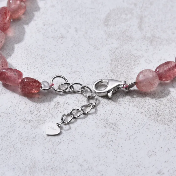 KALIFANO Bracelets 8mm Strawberry Quartz 30 Necklace Multi wrap Bracelet