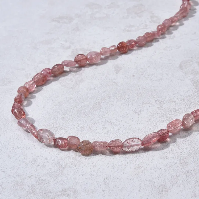 KALIFANO Bracelets 8mm Strawberry Quartz 30 Necklace Multi wrap Bracelet