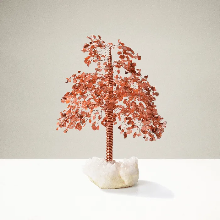 Kalifano Carnelian Tree of Life on Quartz Cluster Base Necklaces