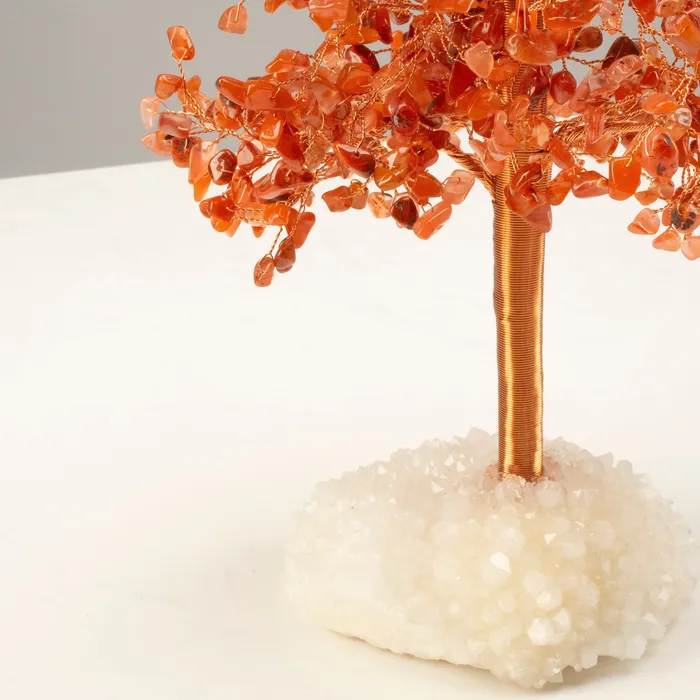 Kalifano Carnelian Tree of Life on Quartz Cluster Base Necklaces