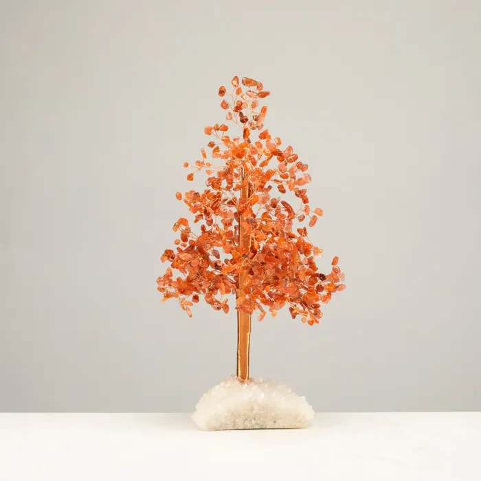 Kalifano Carnelian Tree of Life on Quartz Cluster Base Necklaces