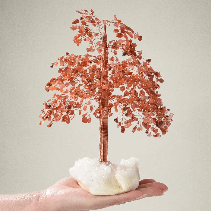 Kalifano Carnelian Tree of Life on Quartz Cluster Base Necklaces