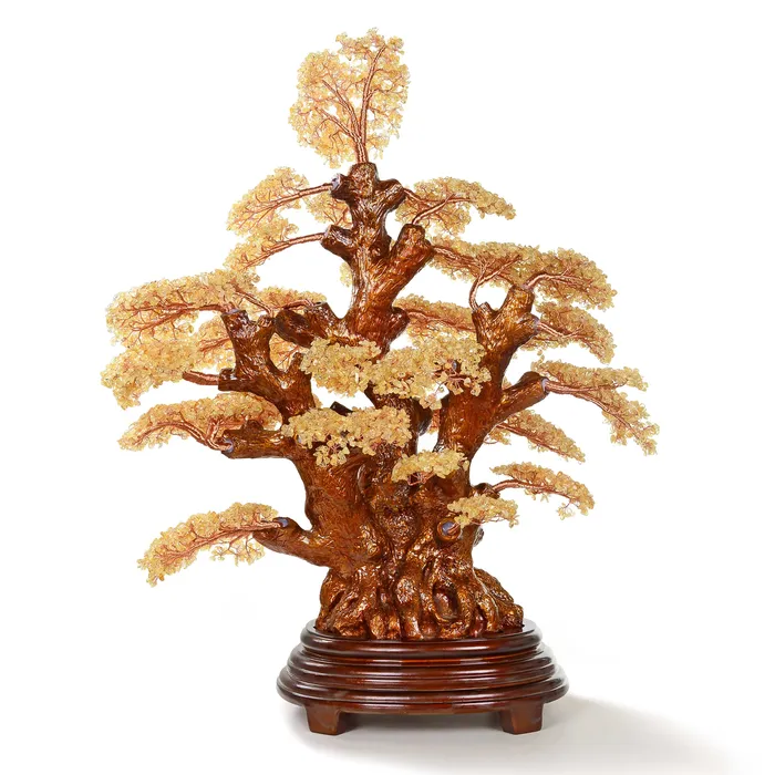 Kalifano Citrine Bonsai Tree of Life Showpiece with 6000 Stones Necklaces
