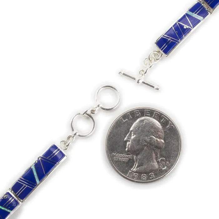 Kalifano Lapis 925 Sterling Silver Bracelet USA Handmade with Opal Accent Bracelets