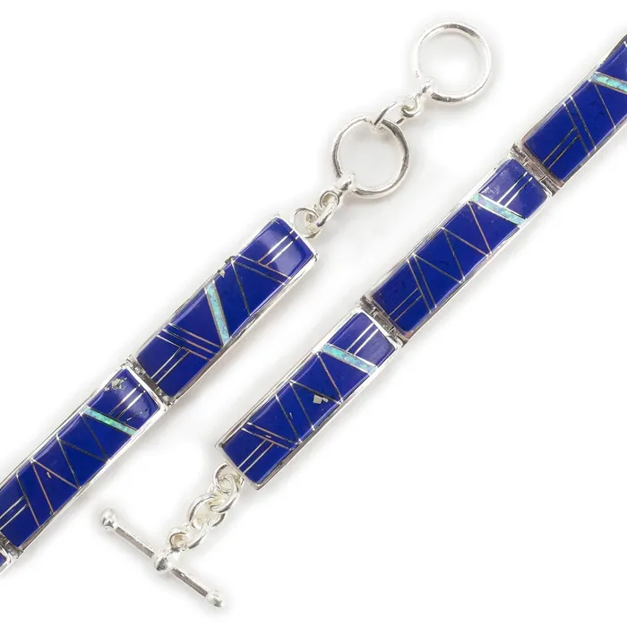Kalifano Lapis 925 Sterling Silver Bracelet USA Handmade with Opal Accent Bracelets