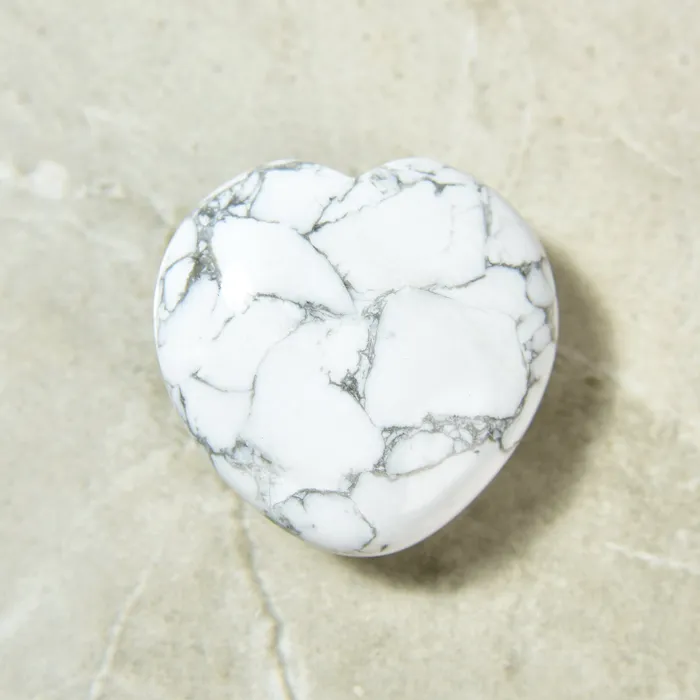 Kalifano Necklaces Howlite Heart Carving Kalifano Necklaces Howlite Heart Carving