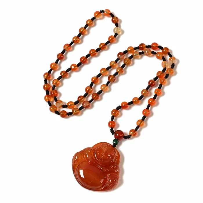 KALIFANO Necklaces Red agate Happy Buddha Necklace