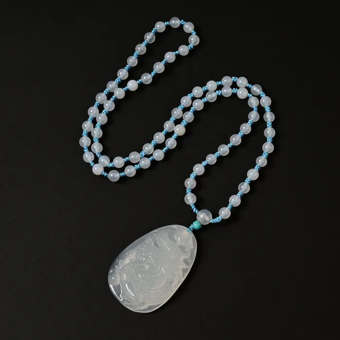 KALIFANO Necklaces White Agate Dragon Necklace
