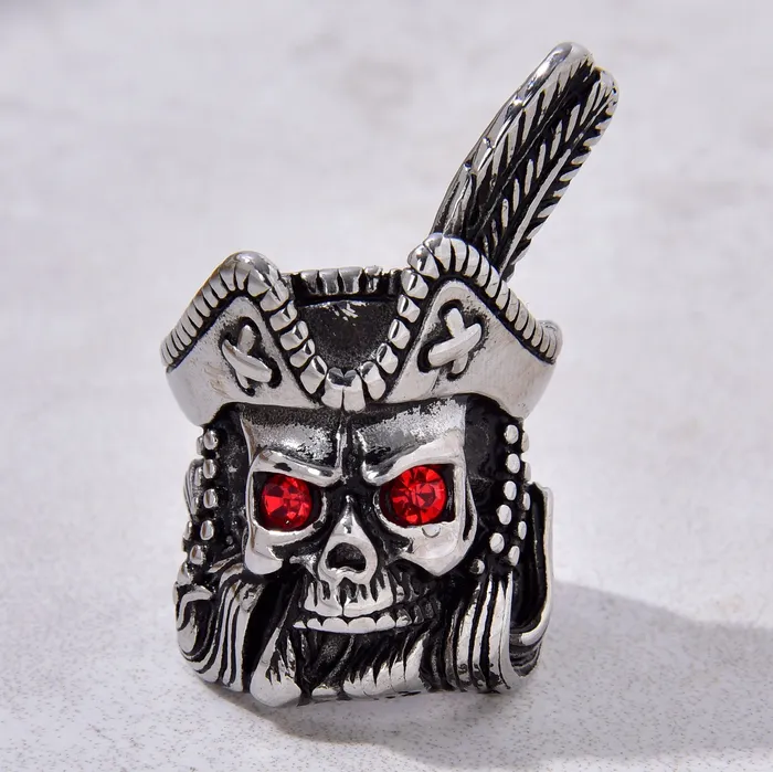 Kalifano Rings Silver Pirate Steel Hearts Ring