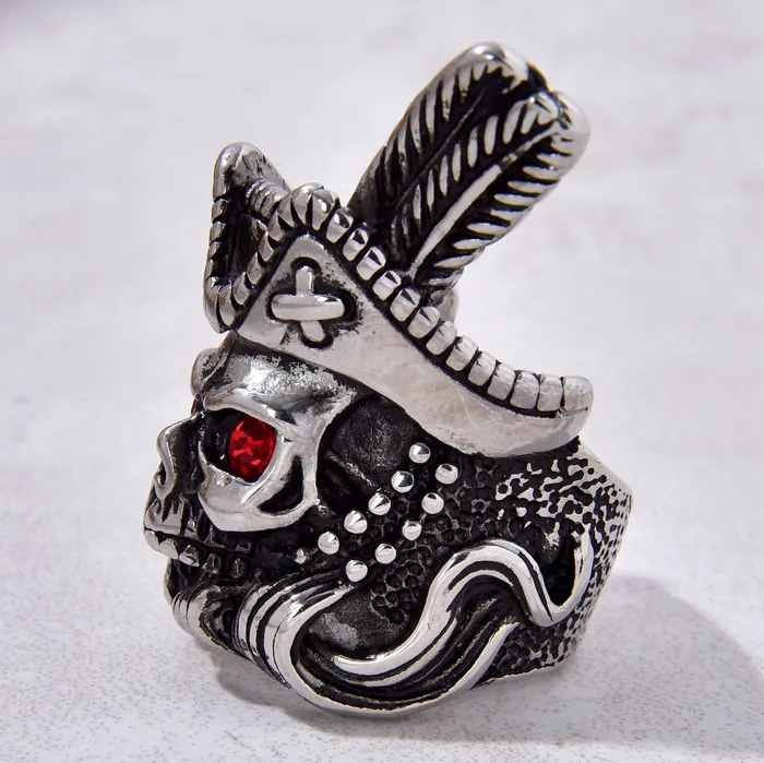Kalifano Rings Silver Pirate Steel Hearts Ring