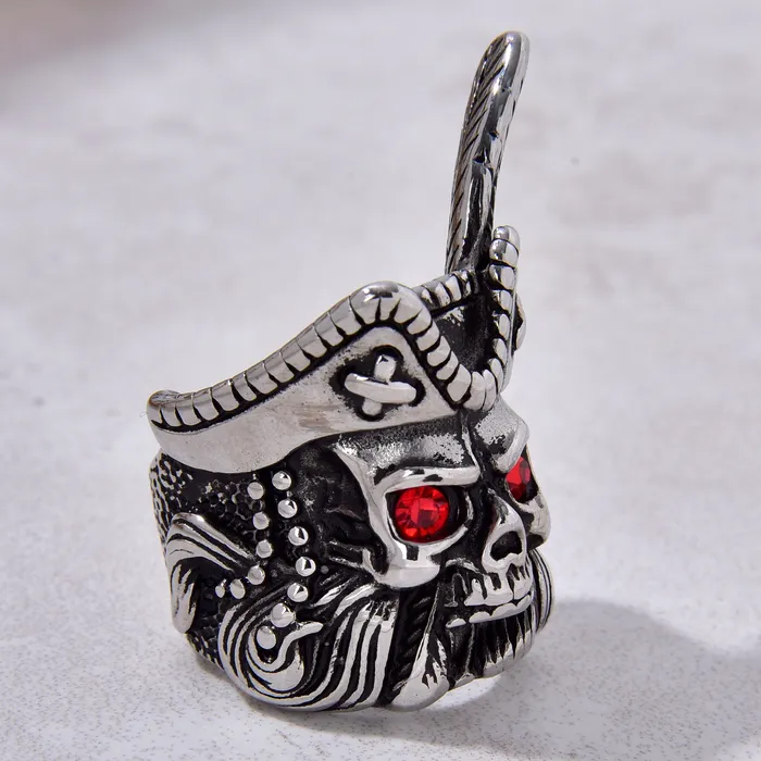 Kalifano Rings Silver Pirate Steel Hearts Ring