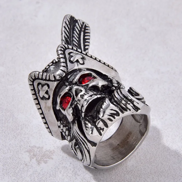 Kalifano Rings Silver Pirate Steel Hearts Ring