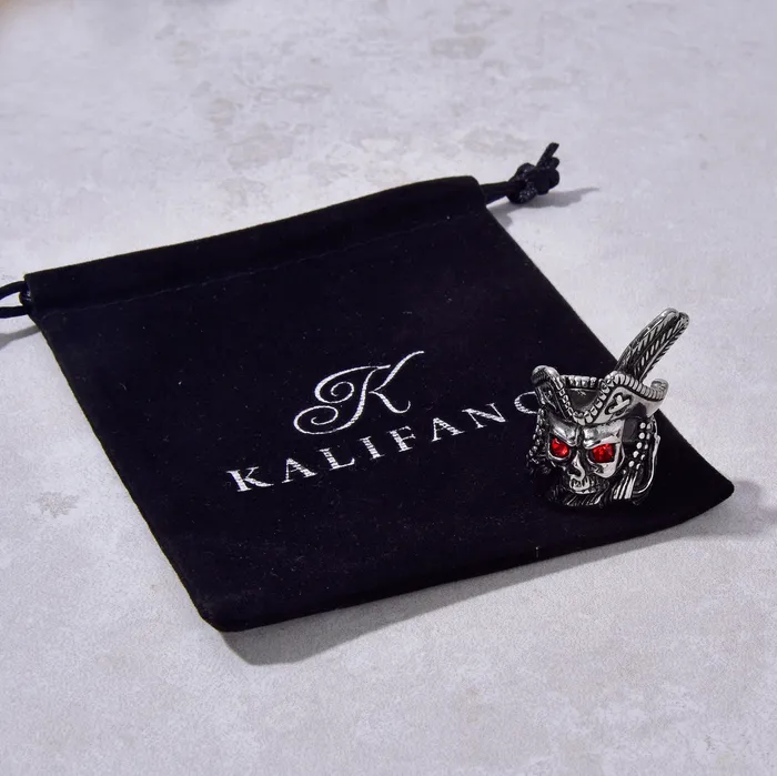 Kalifano Rings Silver Pirate Steel Hearts Ring