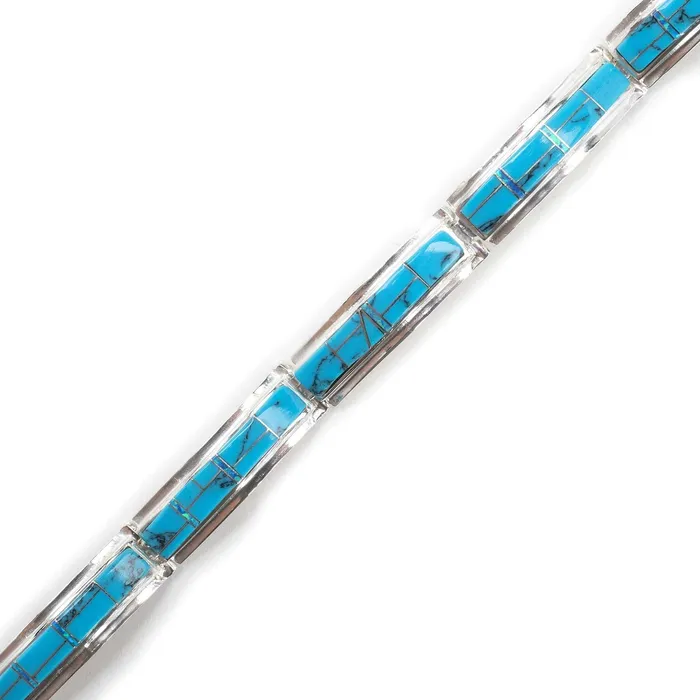 Kalifano Turquoise 925 Sterling Silver Bracelet USA Handmade with Opal Accent Bracelets