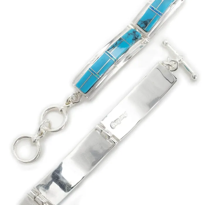 Kalifano Turquoise 925 Sterling Silver Bracelet USA Handmade with Opal Accent Bracelets