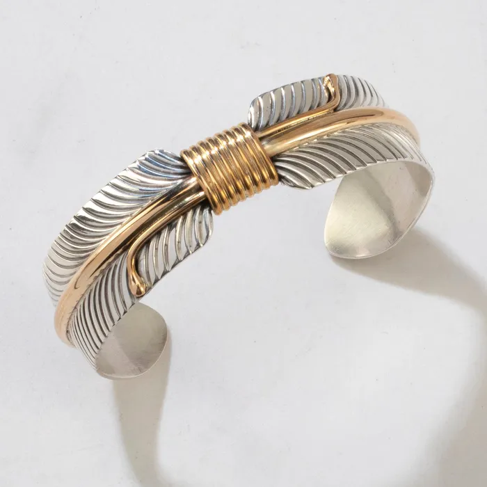 Lee Bennett Navajo USA Native American Made 12K Gold Filled 925 Sterling Silver Cuff Kalifano Rings Lee Bennett Navajo USA Native American Made 12K Gold Filled 925 Sterling Silver Cuff Kalifano Rings
