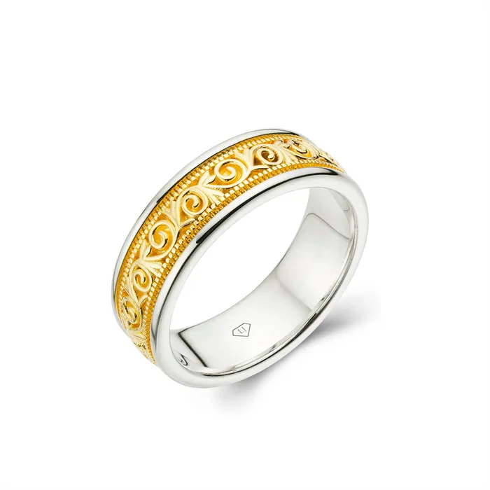 LJ Mens Two Tone Band Rings