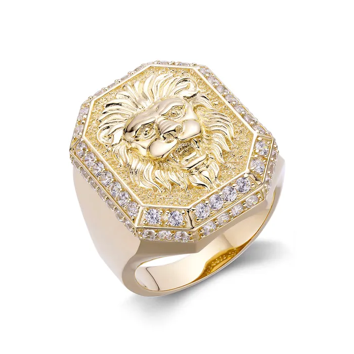 LJ Rings Diamond Bezel Lion Ring