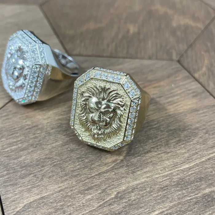 LJ Rings Diamond Bezel Lion Ring