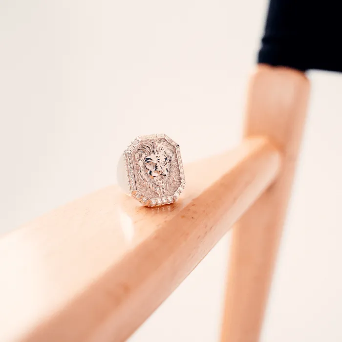 LJ Rings Diamond Bezel Lion Ring