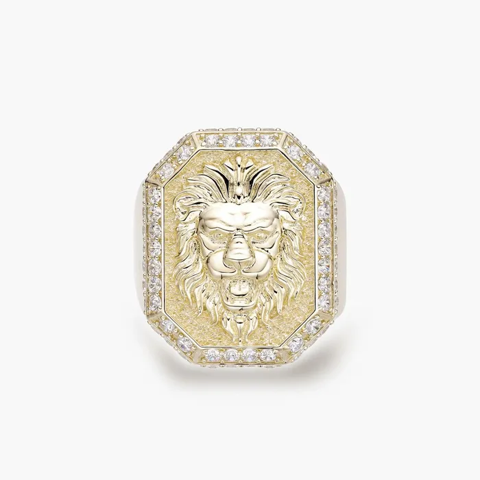 LJ Rings Diamond Bezel Lion Ring