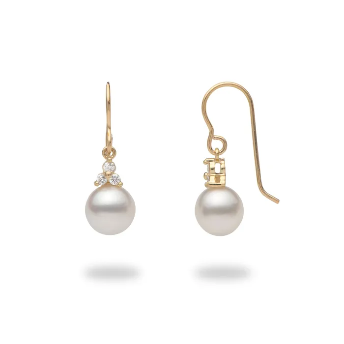 Maui Divers Jewelry Earrings South Sea White Pearl Earrings in White Gold with Diamonds 89mm Maui Divers Jewelry Earrings South Sea White Pearl Earrings in White Gold with Diamonds 89mm