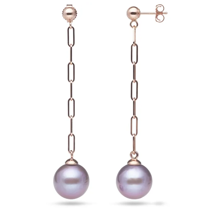 Maui Divers Jewelry Earrings Ultraviolet Freshwater Pearl Paperclip Chain Earrings in Rose Gold 1011mm Maui Divers Jewelry Earrings Ultraviolet Freshwater Pearl Paperclip Chain Earrings in Rose Gold 1011mm