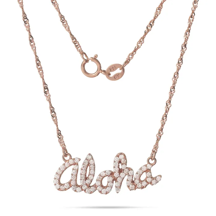 Maui Divers Jewelry Necklaces 16 Aloha Necklace in Rose Gold with Diamonds Maui Divers Jewelry Necklaces 16 Aloha Necklace in Rose Gold with Diamonds