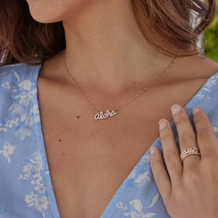 Maui Divers Jewelry Necklaces 16 Aloha Necklace in Rose Gold with Diamonds