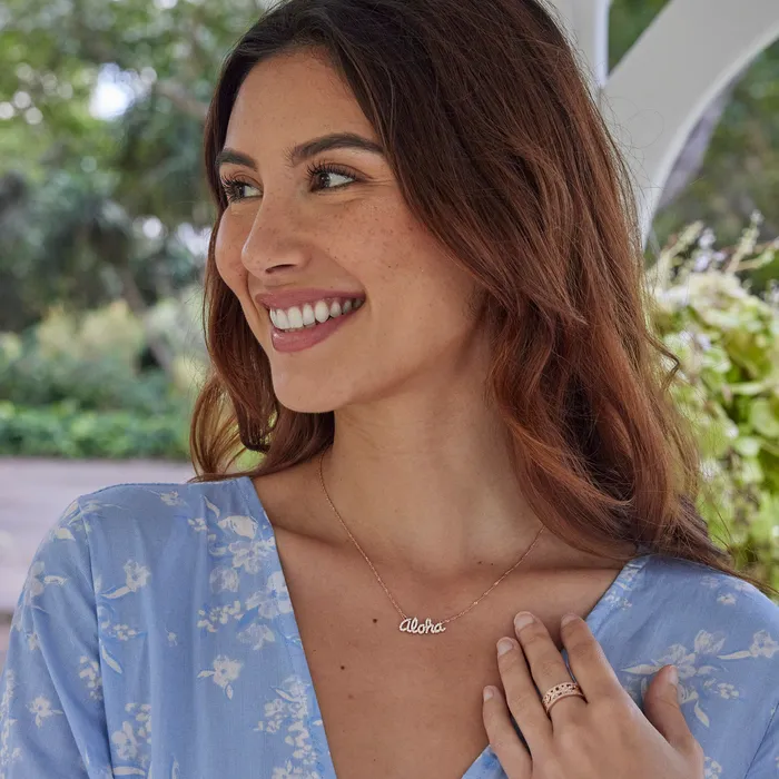 Maui Divers Jewelry Necklaces 16 Aloha Necklace in Rose Gold with Diamonds