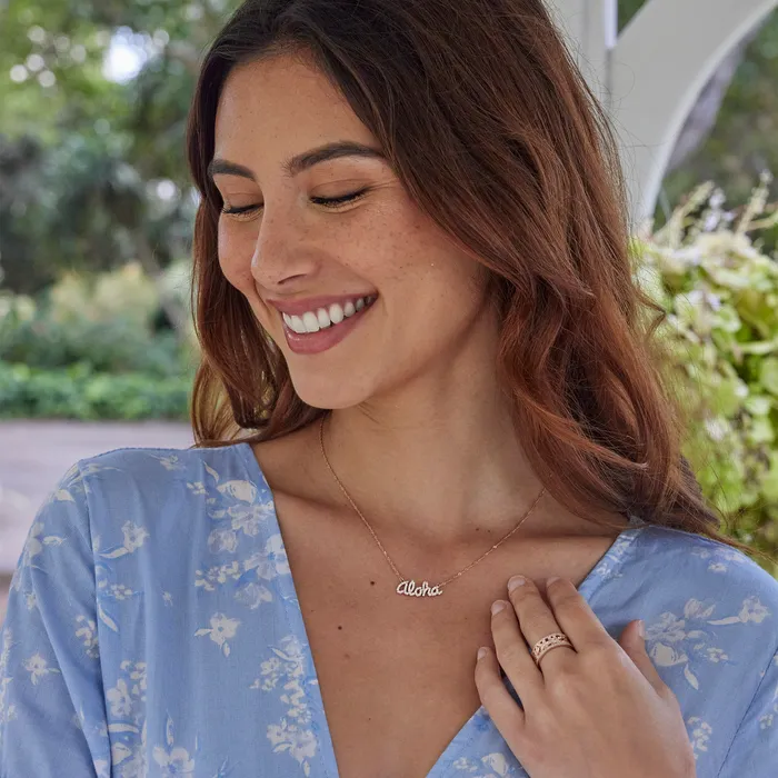 Maui Divers Jewelry Necklaces 16 Aloha Necklace in Rose Gold with Diamonds