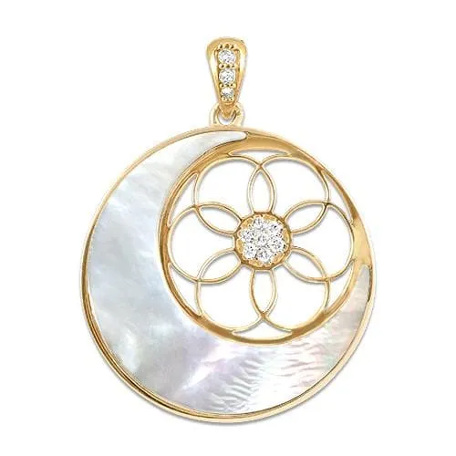 Maui Divers Jewelry Necklaces Moon Protea Star Mother of Pearl Pendant in Gold with Diamonds 25mm Maui Divers Jewelry Necklaces Moon Protea Star Mother of Pearl Pendant in Gold with Diamonds 25mm