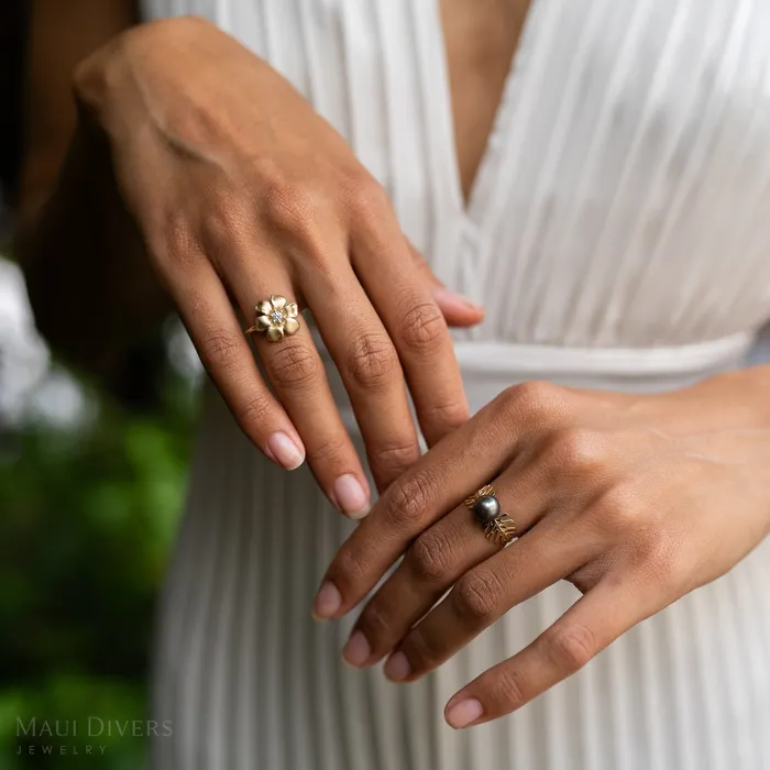 Maui Divers Jewelry Rings N Ring in Gold with Diamond 15mm