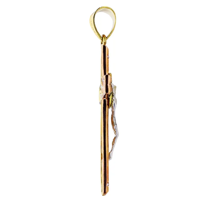 Necklaces 14K Gold Tricolor 66x33mm Cross Pendant DecadenceJewelry