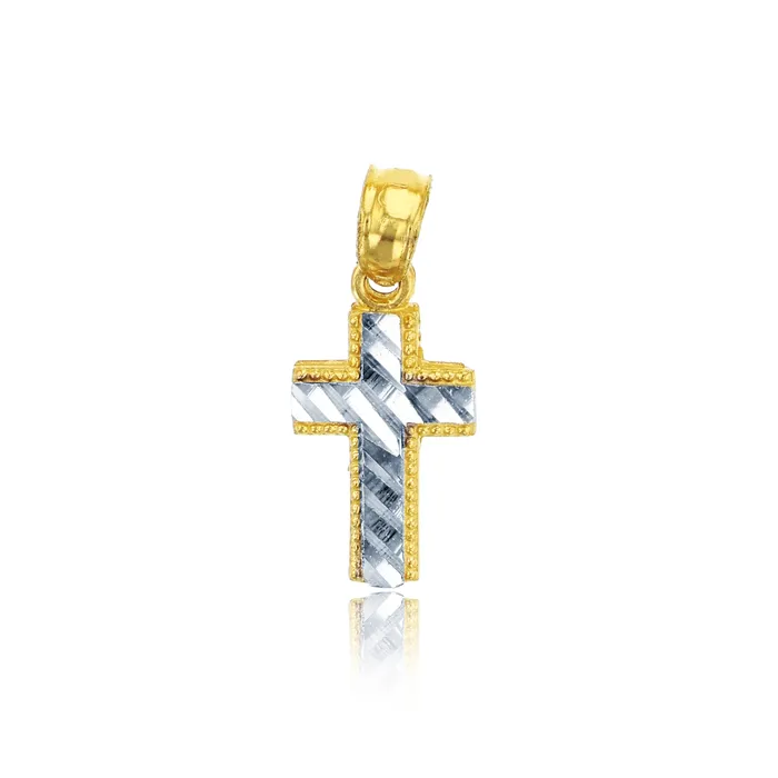 Necklaces DecadenceJewelry 14K Gold Yellow White DC Cross Pendant