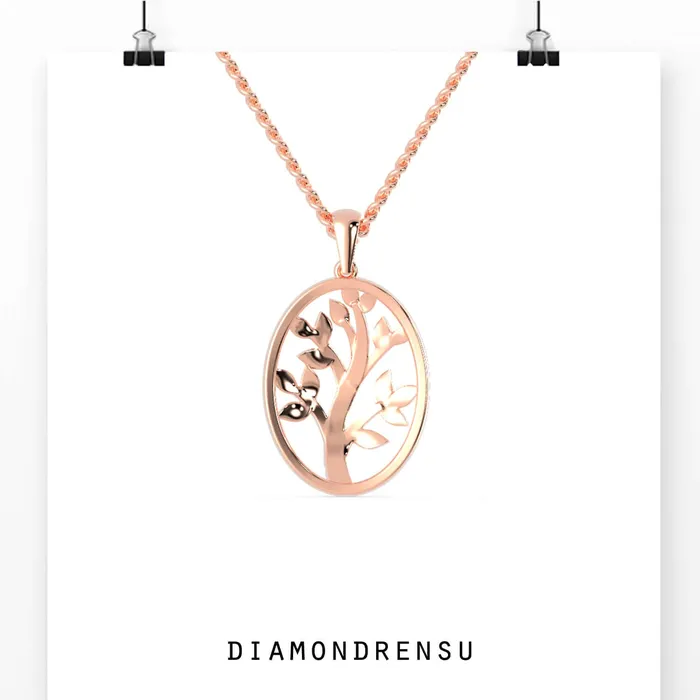 Necklaces Diamondrensu 006 DEW Round Cut Life of Tree Unique Moissanite Wedding Pendant Set