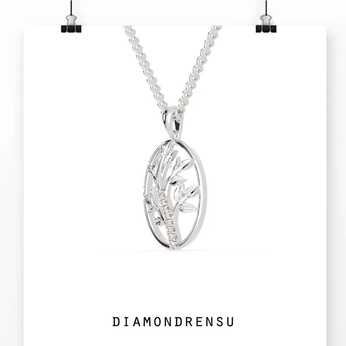 Necklaces Diamondrensu 006 DEW Round Cut Life of Tree Unique Moissanite Wedding Pendant Set