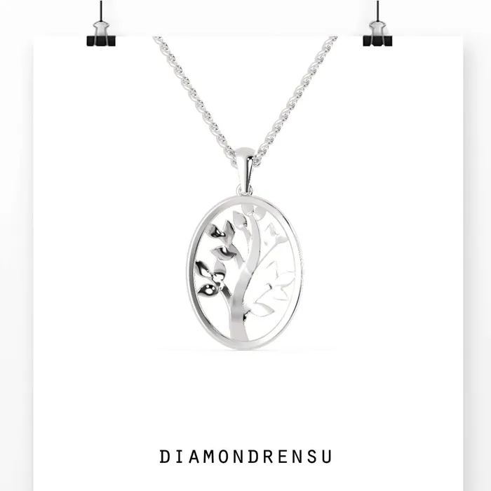 Necklaces Diamondrensu 006 DEW Round Cut Life of Tree Unique Moissanite Wedding Pendant Set