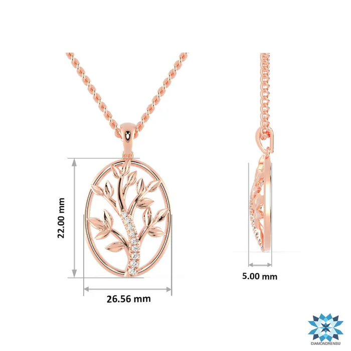Necklaces Diamondrensu 006 DEW Round Cut Life of Tree Unique Moissanite Wedding Pendant Set