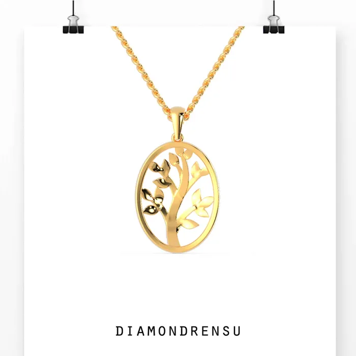 Necklaces Diamondrensu 006 DEW Round Cut Life of Tree Unique Moissanite Wedding Pendant Set