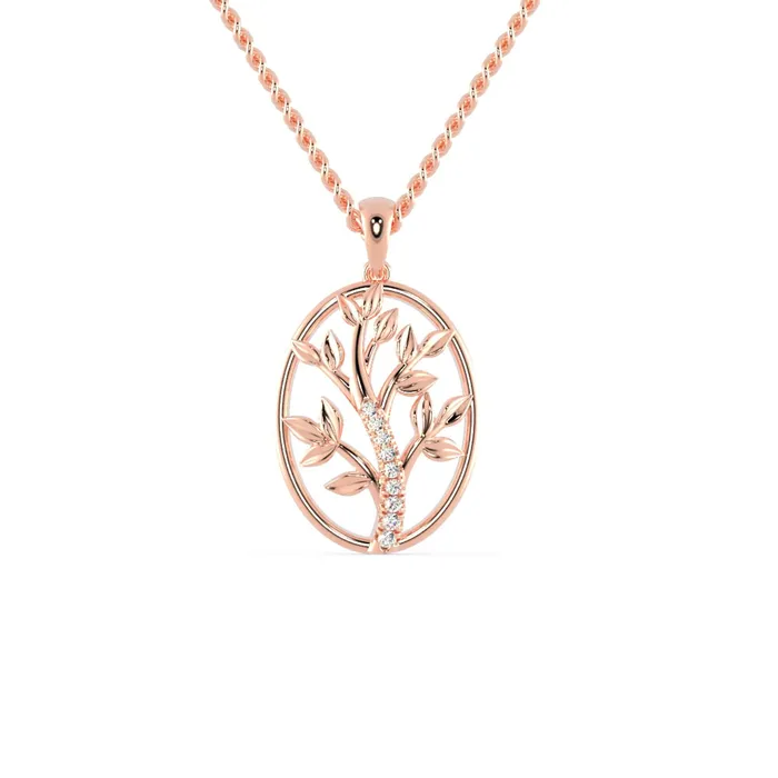 Necklaces Diamondrensu 006 DEW Round Cut Life of Tree Unique Moissanite Wedding Pendant Set