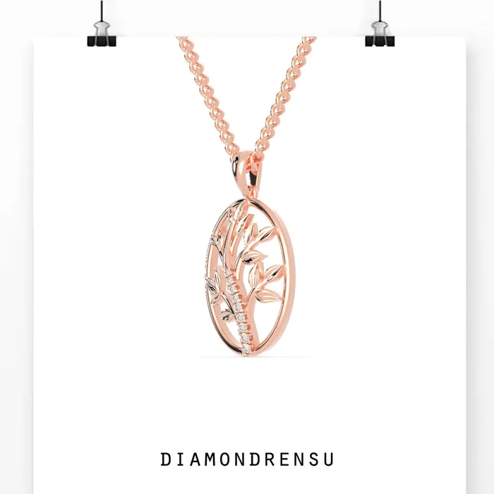 Necklaces Diamondrensu 006 DEW Round Cut Life of Tree Unique Moissanite Wedding Pendant Set